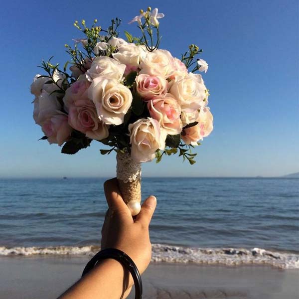 5Cgo 533106124659 婚紗影樓攝影拍照道具新娘手捧花結婚新款粉紅白仿真韓式婚禮花束   GSX54000