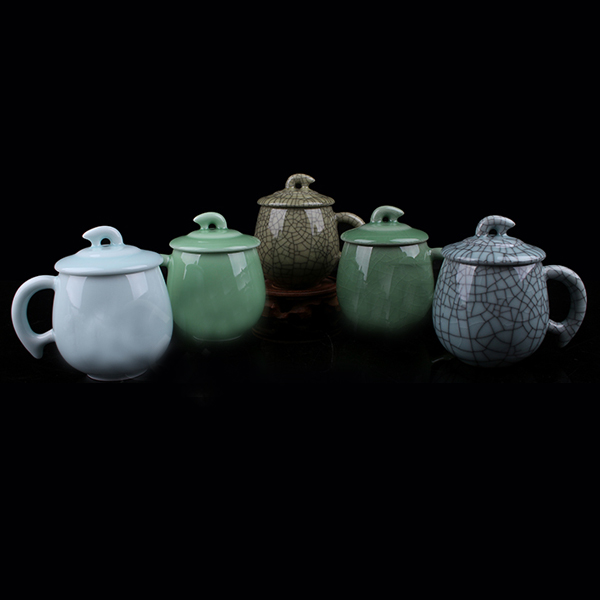 5Cgo 537171005510 龍泉青瓷陶瓷帶蓋泡茶杯辦公室家居茶杯會議杯四季杯品茗杯 HJT93000