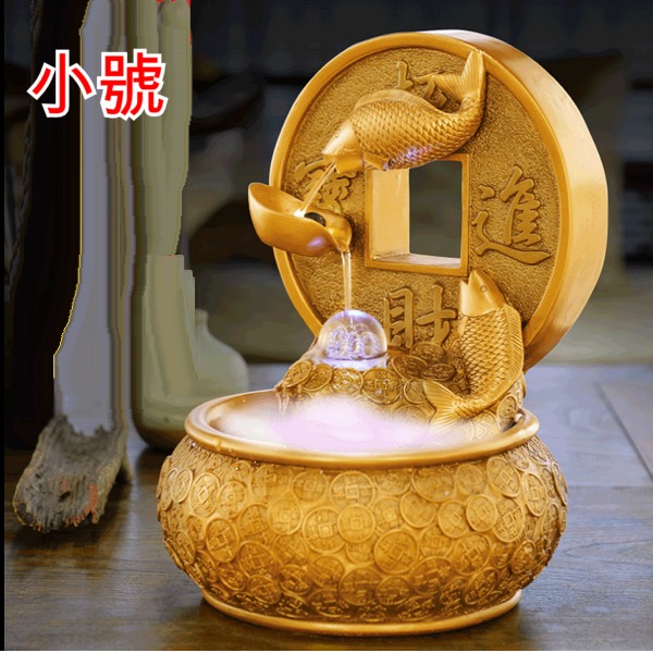 5Cgo 536720713288 金龍魚風水球客廳假山流水噴泉風水球金幣錢門市收銀台招財進寶鯉魚躍龍門-小號31cm AGL25200