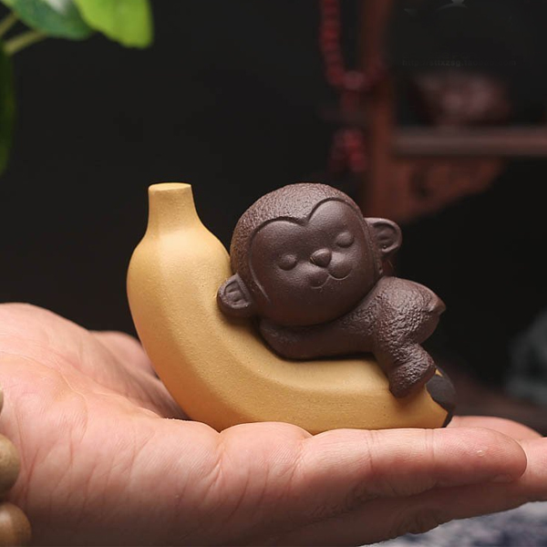 5Cgo 532605635871 水土陶形精品紫砂茶寵猴小猴子茶寵茶玩泡茶功夫茶擺件創意生肖 HJT75000