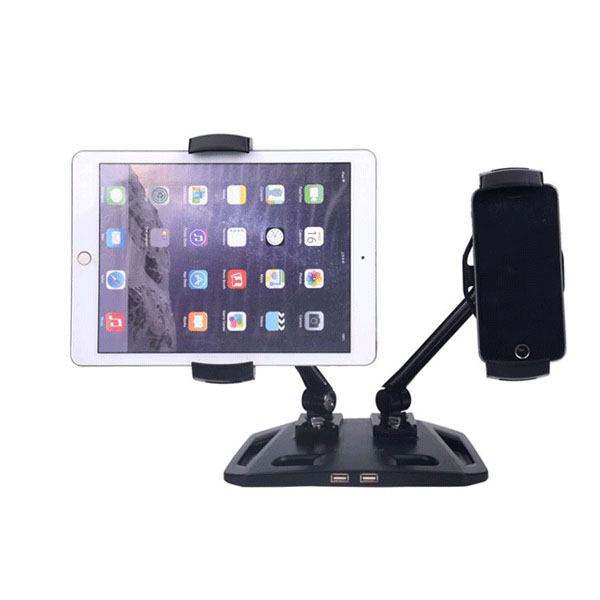 5Cgo 545304256808 進口懶人支架手機iPAD平板電腦雙臂桌面床頭usb擴展充電多用途（4-12.2英吋）XMJ96100