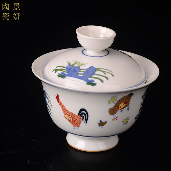 5Cgo 537100664515 景德鎮陶瓷器明成化鬥彩雞缸杯蓋碗三才碗茶具功夫茶泡茶套裝青花仿古茶壺泡茶壺 HJT95000
