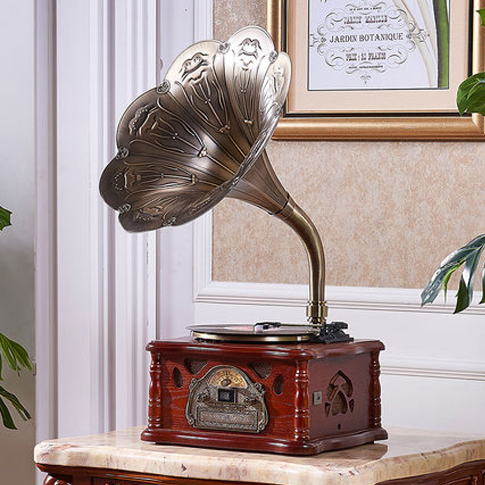 5Cgo 41552782624 名伶 106 復古大喇叭留聲機黑膠唱機 CD MP3 收音機藍牙  PY89410