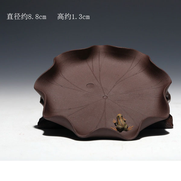 5Cgo 35311142838 宜興紫砂茶寵茶壺墊壺托雕塑擺件青蛙荷葉茶托壺茶杯托茶盤蓋托茶道泡茶工藝 HJT67000