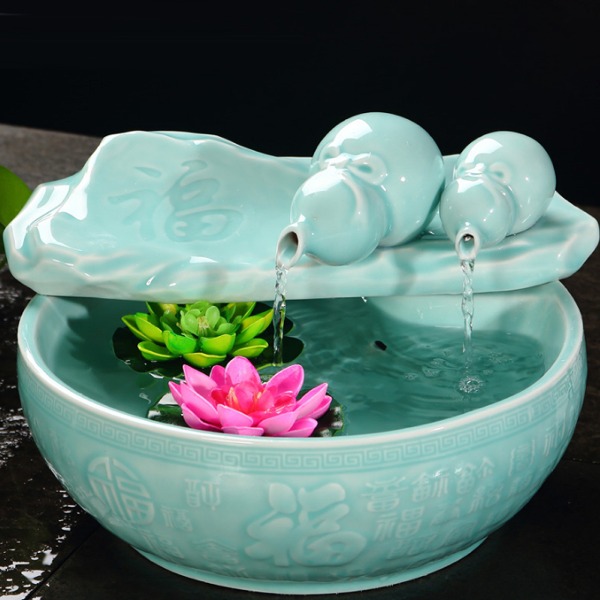 5Cgo 524222674647 陶瓷百福蘆葫蘆流水保濕擺飾品噴泉水景加濕器客廳家居電視櫃擺設收銀櫃台 AGL86200