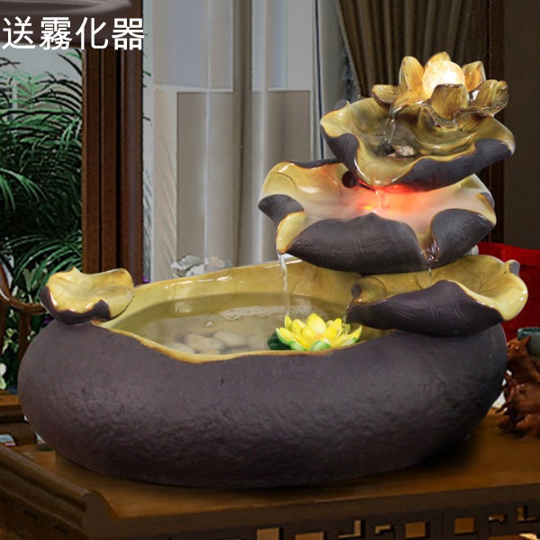 5Cgo 523169004547 流水擺件紫砂陶瓷仿石頭噴泉家居客廳辦公室會客大廳咖啡館餐廳含水晶球送霧化器 水盆56*40cm AGL89900