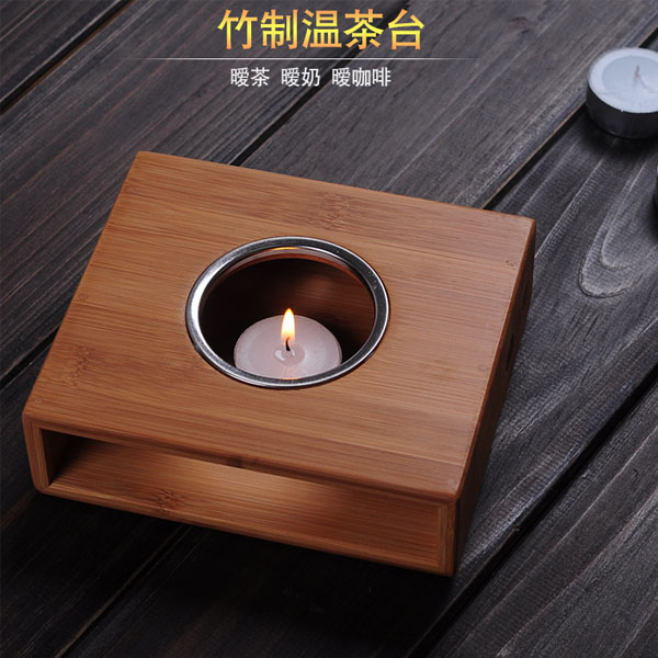 5Cgo 548208035405 玻璃花茶壺加熱底座花茶茶具竹制環保蠟燭溫茶爐暖杯器小型茶杯品茗杯喝水杯通用保溫器煮茶器  HJT04000