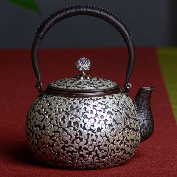 5Cgo 539831715950 純手工銅壺紫銅壺茶壺茶杯茶盤茶具功夫茶燒水壺煮茶壺嵌銀泡茶電陶爐專用功夫高檔茶具 HJT08110