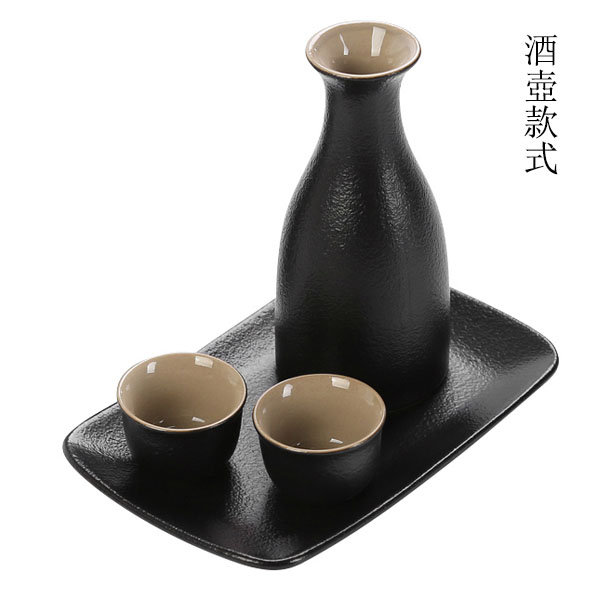 5Cgo 531745111123 陶瓷黑陶酒具套裝粗陶酒壺酒杯酒具酒盤小酒盅分酒器白酒杯日式酒具燒酒壺酒壺款 HJT58000 