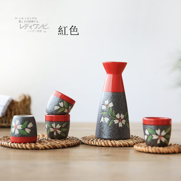 5Cgo 42755629312 川島屋日式手繪櫻花清酒具酒壺酒杯甜酒白酒溫酒壺酒杯一壺四杯家用日式餐廳用酒具套裝 HJT85000