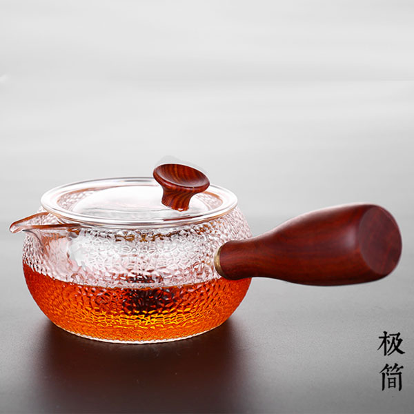 5Cgo 552730426045 日式手工耐熱茶壺茶杯茶盤茶具玻璃錘目紋煮茶壺側把泡茶壺花茶壺耐高溫泡茶器茶具 HJT02100