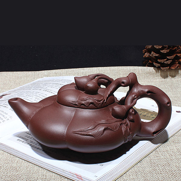 5Cgo 521636385717 宜興紫砂壺茶壺茶杯泡茶茶具正品名家手工原礦紫砂花貨怪壺汪寅仙款壽桃上合桃  HJT86100