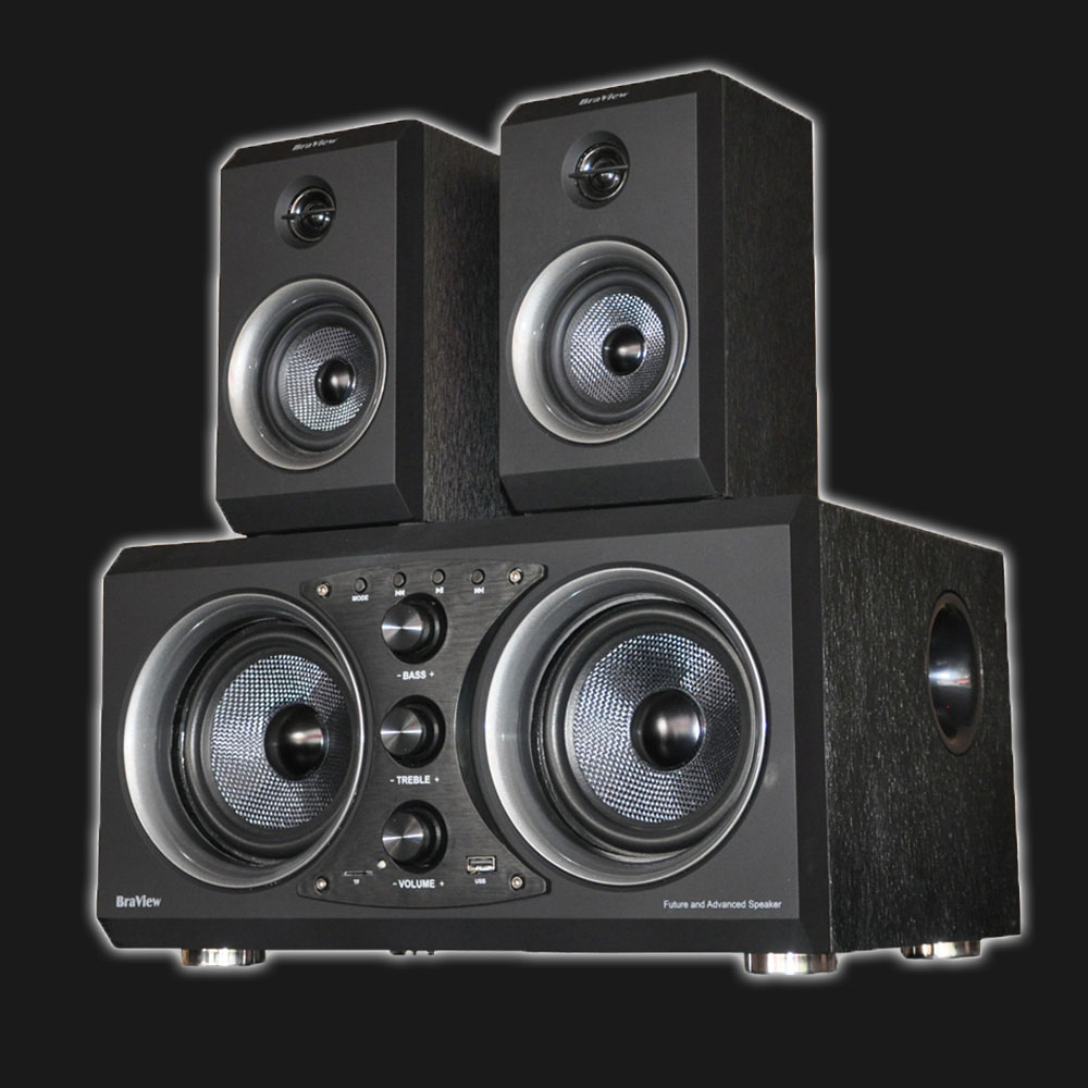 5Cgo 553558211327 無線藍牙音箱家用重低音炮 Hi-Fi 木質大功率手機電腦臺式多媒體音響 PY89300