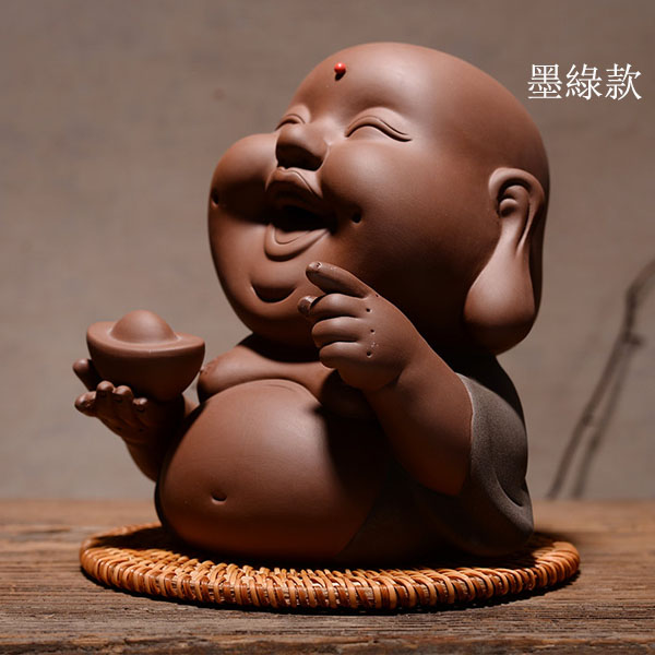 5Cgo 555305823175 大號創意陶瓷茶壺茶杯茶道工藝品家居裝飾博古架擺設招財彌勒佛鎮宅笑佛擺件 HJT86100