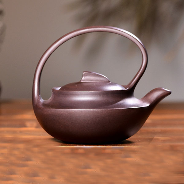 5Cgo 14022378053 宜興紫砂壺茶壺茶杯泡茶茶具正品名家純全手工提梁曲壺大容量紫泥茶壺收藏禮品 HJT08300