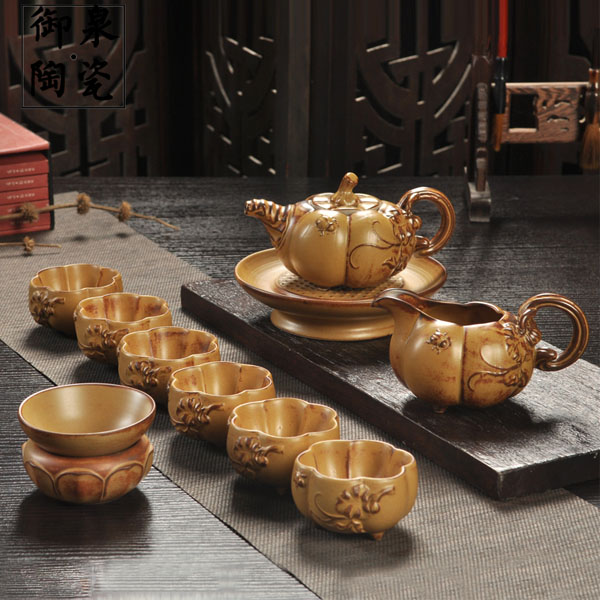 5Cgo 537184006441 粗陶茶具套裝功夫茶壺茶杯泡茶茶具陶瓷茶杯茶壺整套6人複古辦公室禮盒裝家用  HJT89100