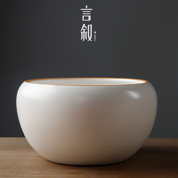 5Cgo 552013767607 功夫茶具茶壺茶杯泡茶茶具茶碗配件大號陶瓷杯洗定窯啞光茶洗水洗複古加厚茶水盆  HJT87000