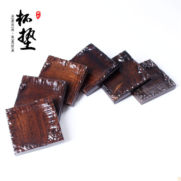 5Cgo 545044650875 黑檀杯墊木杯托茶壺茶杯泡茶茶海茶承實木茶托茶墊功夫茶具紫砂壺托木質茶茶盤用具六個一組  HJT55000