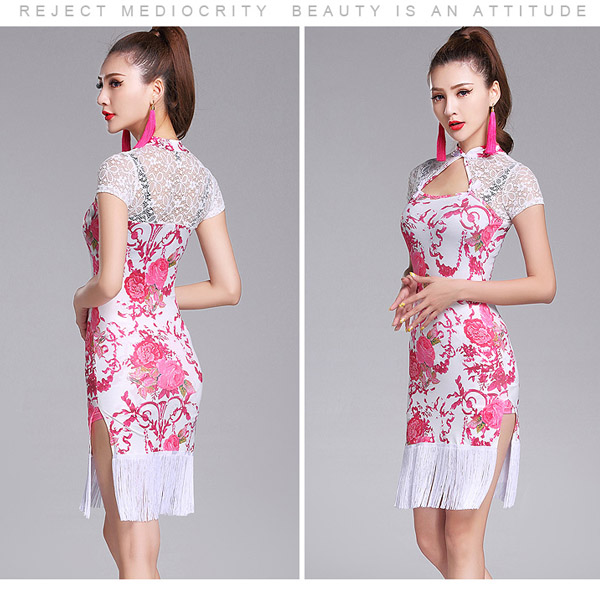 5Cgo 556013370810 專業拉丁舞裙服裝成人女性感蕾絲拉丁舞旗袍裙流蘇連衣裙 表演服    GSX99000
