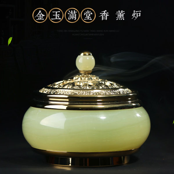 5Cgo 548443414755 銅欣祥香爐居家臥室茶道書房純銅家用大號香薰爐盤香爐檀香爐熏香爐銅鑲玉銅香爐  HJT86300