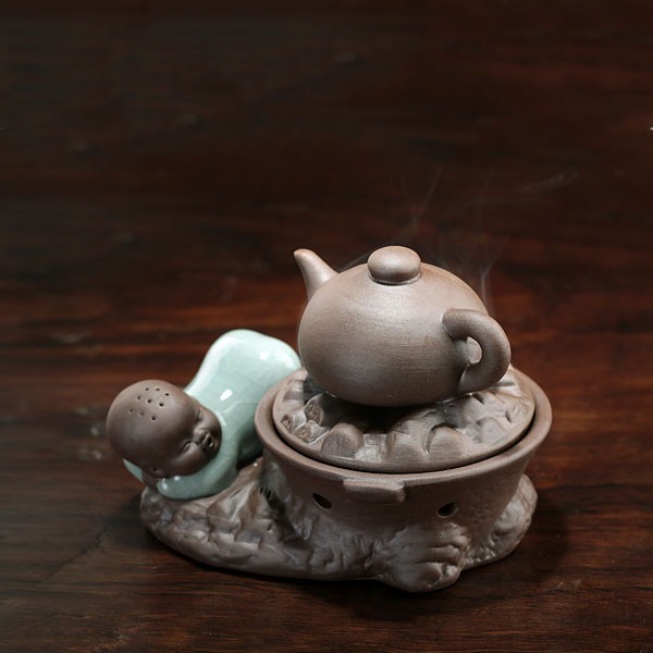 5Cgo 530543441955 青玉軒陶瓷茶壺茶具泡茶茶海薰香用燒水小僧塔香仿古檀香爐香道盤香茶寵擺件香薰爐  HJT92000