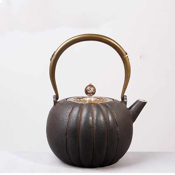5Cgo 549628277786 山德堂南瓜鐵壺日式茶壺茶杯泡茶茶海茶玩鑄鐵壺1.6L大容量茶壺大號燒水功夫茶具 HJT885100