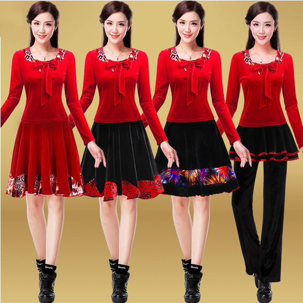 5Cgo 538552389864  新款女舞蹈服裝成人摩登舞衣長袖女國標舞黑色練功服荷葉袖    GSX89000