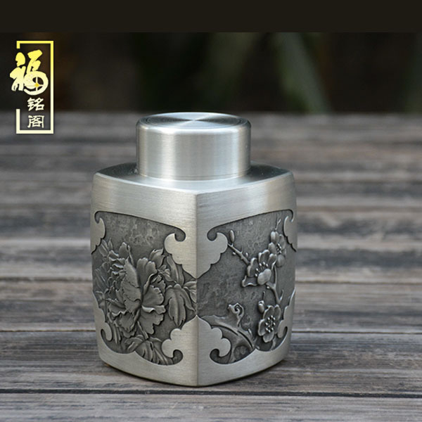 5Cgo 552817758381 福銘閣錫罐純錫茶壺茶杯泡茶茶海茶玩茶葉罐花語茶香茶葉罐錫器金屬中號密封茶罐  HJT89400