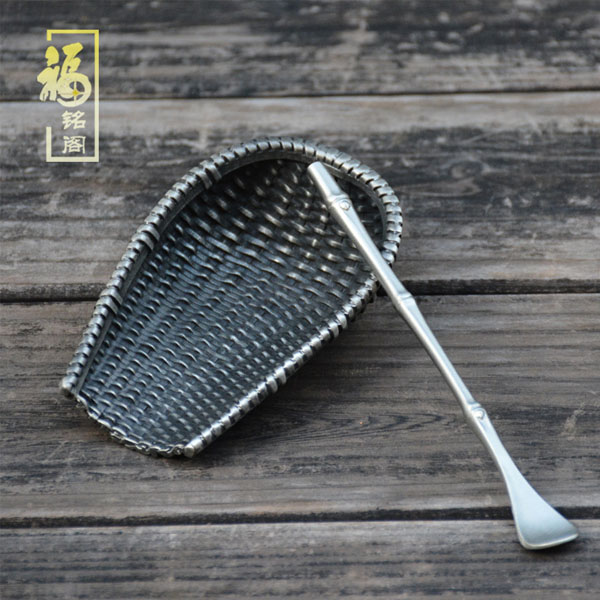 5Cgo 555226835072 福銘閣錫制茶箕茶匙功夫茶道泡茶配件創意茶鏟茶荷茶勺錫編藝術品收藏分茶器茶則 HJT89100