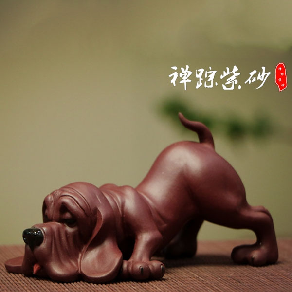 5Cgo  535689739049 宜興紫砂狗旺財招財茶寵茶壺茶杯泡茶茶海茶玩功夫茶擺件雕塑高水波全手工文玩茶玩  HJT99100