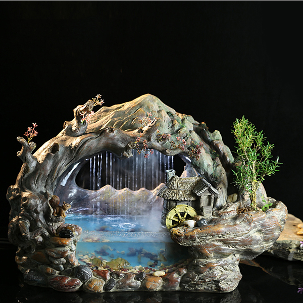 5Cgo 554612499969 水簾風水輪流水噴泉生財擺件辦公室魚缸魚池桌面家居裝飾開業禮假山室內加濕器禪意茶幾擺設計茶樓前台水車 CHX89400
