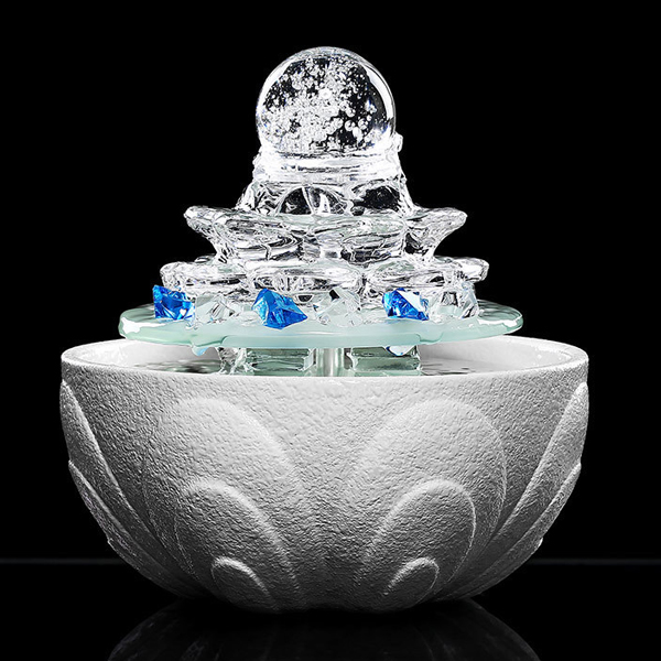 5Cgo 545247774108 流水噴泉擺件客廳陶瓷家居工藝品創意玻璃家居招財風水球加濕器小型辦公室桌面裝飾品禮物 CHX82100