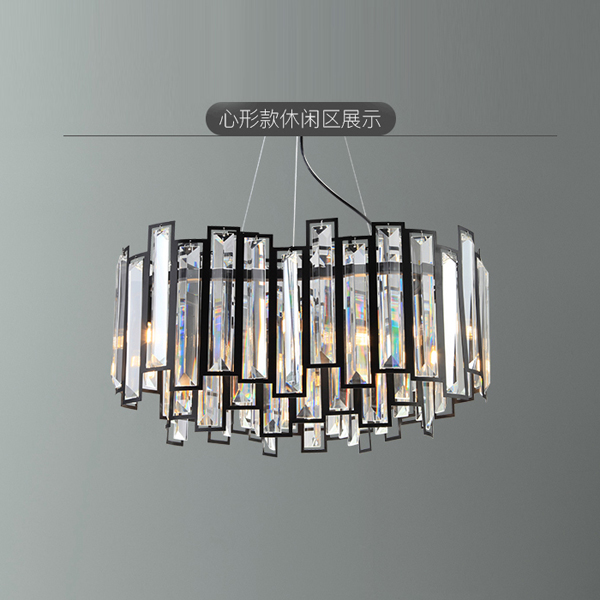 5Cgo 546777161390 水晶餐桌吊燈北歐現代藝術吊燈創意長方形圓吧臺簡約LED水晶吊燈時尚設計師款 HM08800
