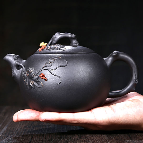 5Cgo 546745627937 玖砂紫砂壺宜興名家全手工純泡茶壺茶杯泡茶茶海茶具國高工倪老師黑泥松趣葡萄 HJT92800