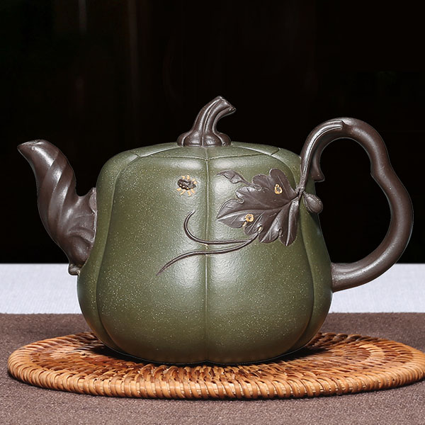 5Cgo 562188144233 宜興名家純全手工瑞綠南瓜茶壺茶杯泡茶茶海茶玩功夫茶紫砂壺大師匠心之作茶具 HJT08110