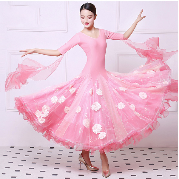 5Cgo 561183110551 秋冬休閑裙華爾茲服裝表演服大擺裙新款國標舞摩登舞連衣裙交誼舞    GSX89300