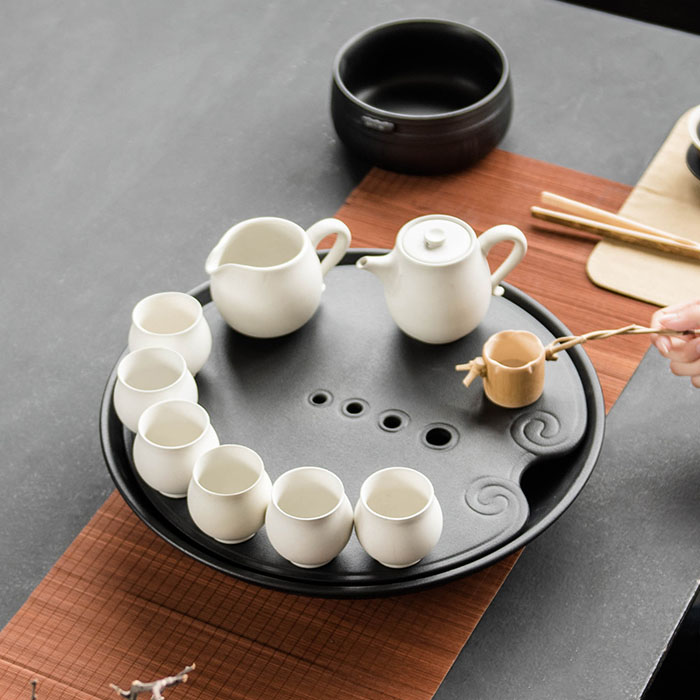 5Cgo 554754340430 大聖乾泡茶盤茶壺茶杯泡茶茶玩陶瓷排水茶海2.5L大碼儲水粗陶茶台功夫茶具托盤家用 HJT88200