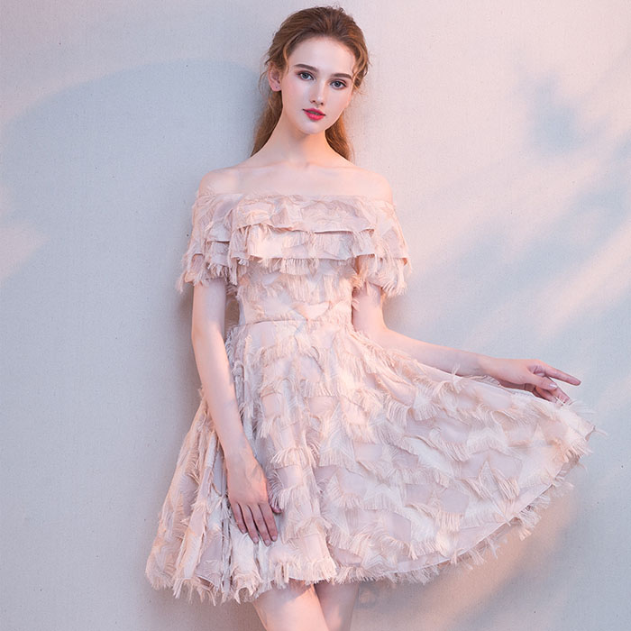 5Cgo 572090847484 新款夏季禮服舞會晚會挂脖名媛排隊小晚禮服顯瘦短款時尚宴會洋裝短款連衣裙女 HJT89100