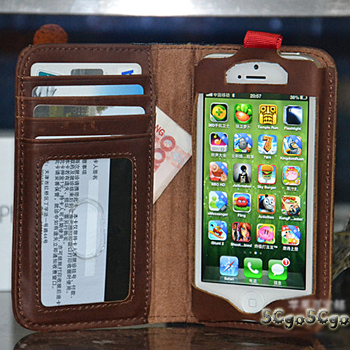 5Cgo  16777759890  iPhone 5 4 4s皮套 真皮 蘋果Bookbook手機套保護套複古書籍錢包  SHM56000