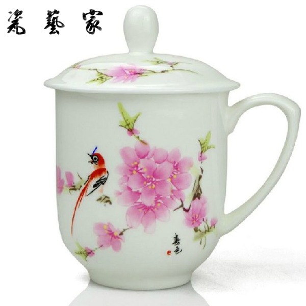 5Cgo 18678685081 景德鎮 陶瓷杯 茶杯 帶蓋 青花瓷 水杯 馬克杯 會議杯 辦公杯 居家 MIK03000	