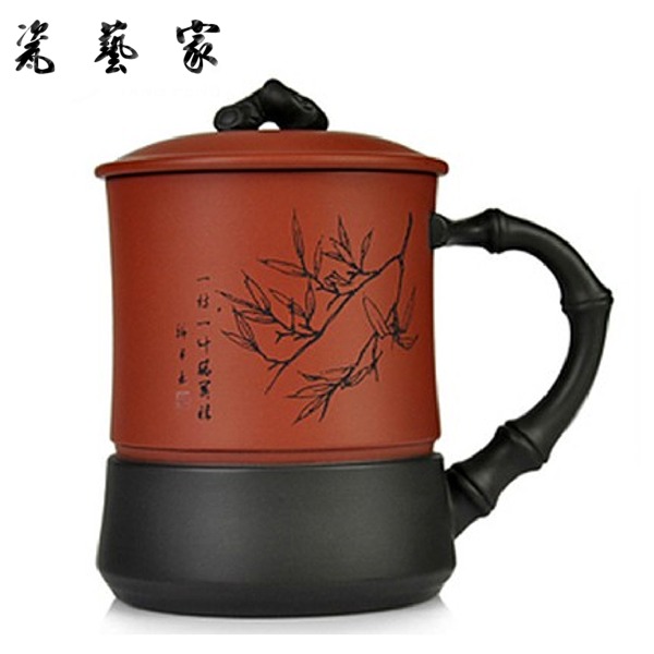 5Cgo 15616710961 虛懷若谷 紫砂杯泡茶杯 個人辦公水杯 陶瓷馬克杯 350ml  MIK871000
