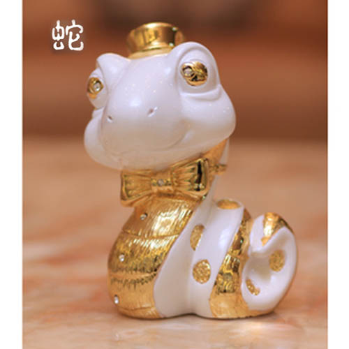 5Cgo 20616255068 十二生肖擺件 時尚創意家居裝飾工藝品可愛卡通擺設 結婚生日禮品 家居裝飾品 吉祥物 生肖蛇 LXM86100