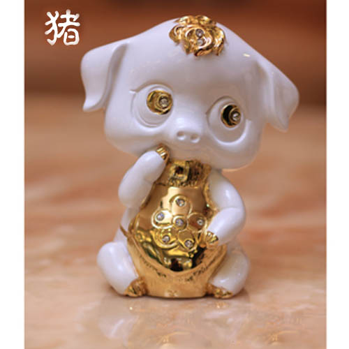 5Cgo 20616255068 十二生肖擺件 時尚創意家居裝飾工藝品可愛卡通擺設 結婚生日禮品 家居裝飾品 吉祥物 生肖豬 LXM86100