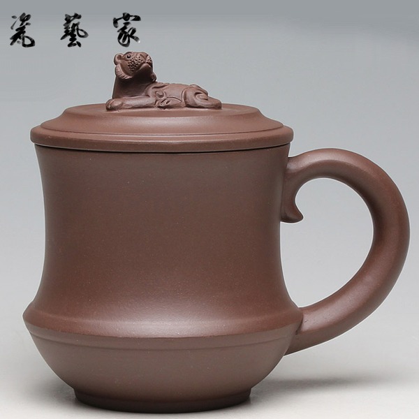 5Cgo 18478225737 宜興 紫泥 臥虎藏龍 手工蓋杯 濾網泡茶馬克杯 高雅杯 辦公杯 茶杯 水杯 400CC AGL60100