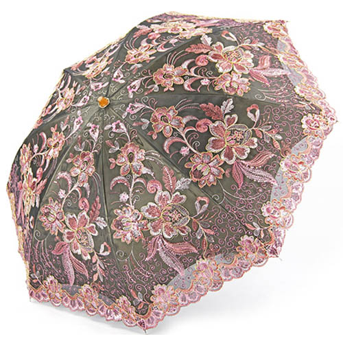 5Cgo 洋傘 二折刺繡 防紫外線 繡花 防曬傘 遮陽傘 太陽傘 繡花傘 折疊傘 晴雨傘 遮陽傘 LXM59100