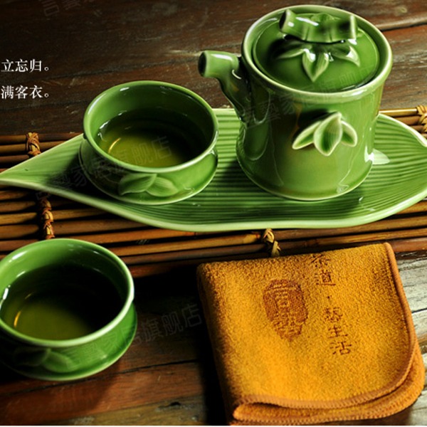 5Cgo 17991382586 辦公茶具 快客杯 一壺二杯一盤 可濾茶葉 便攜陶瓷功夫茶具 AGL02100