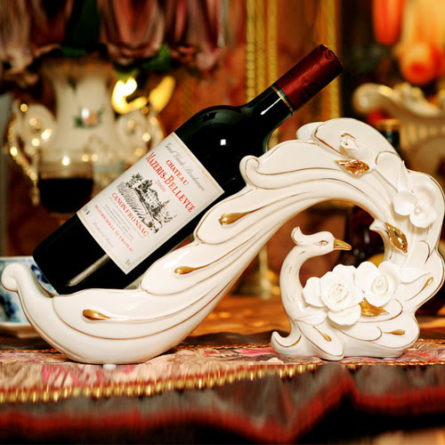 5Cgo  20237894901 高檔歐式家居裝飾品 陶瓷紅酒架工藝品擺件 結婚禮物    SHM86300