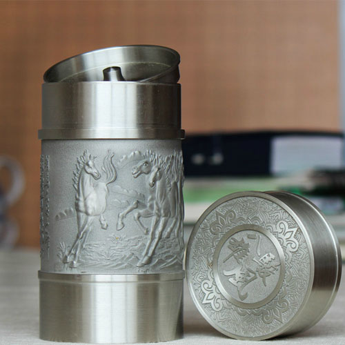 5Cgo  520438756162 馬來西亞錫器錫罐茶具生肖馬茶葉罐 商務實用創意特別禮物節日禮  SHM62400