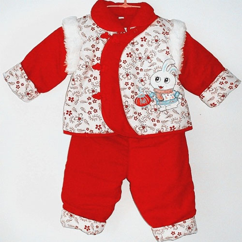 5Cgo  22543160247   小女孩唐裝嬰幼兒百天 生日 周歲禮服兒童女寶寶棉衣褲0-3歲      XXY96000
