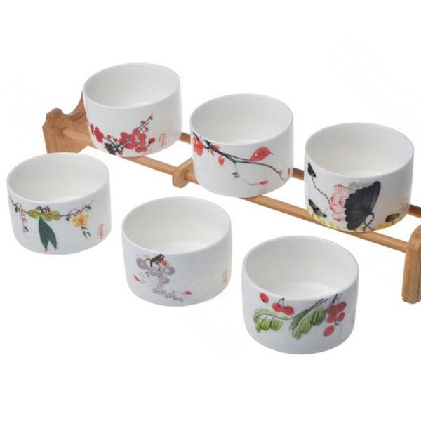 5Cgo 17477587832 青花瓷功夫茶杯套裝 手繪陶瓷品茗杯釉下五彩直杯 六個杯 AGL07000
